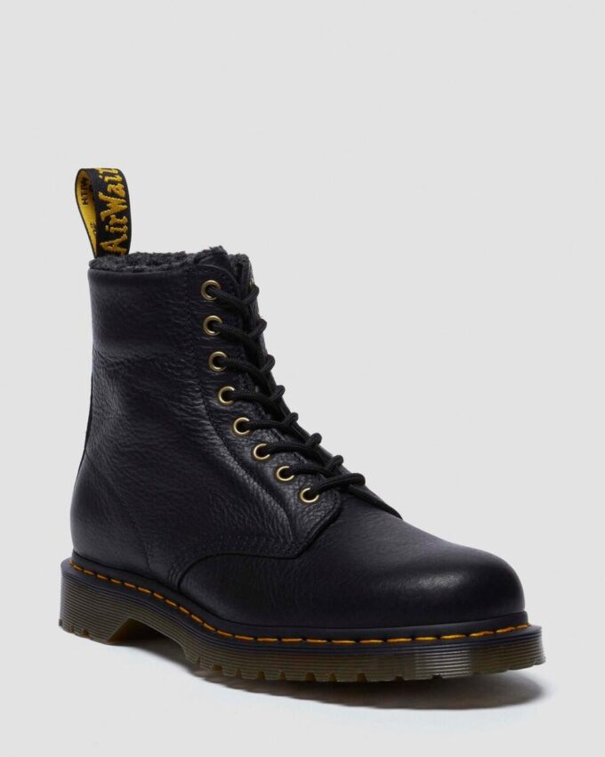 1460 Faux Fur Lined Grizzly Leather Lace Up Boots 1460 Faux Fur Lined Grizzly Leather Lace Up Boots