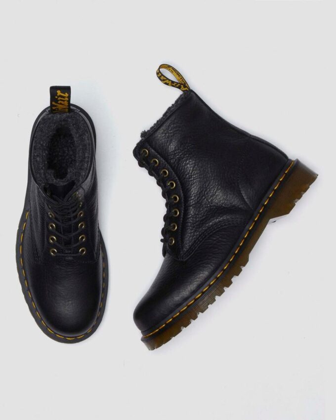 1460 Faux Fur Lined Grizzly Leather Lace Up Boots 1460 Faux Fur Lined Grizzly Leather Lace Up Boots