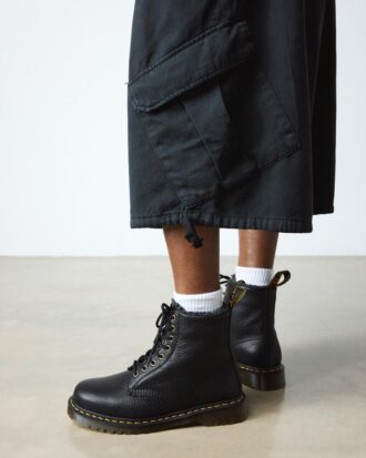 1460 Faux Fur Lined Grizzly Leather Lace Up Boots