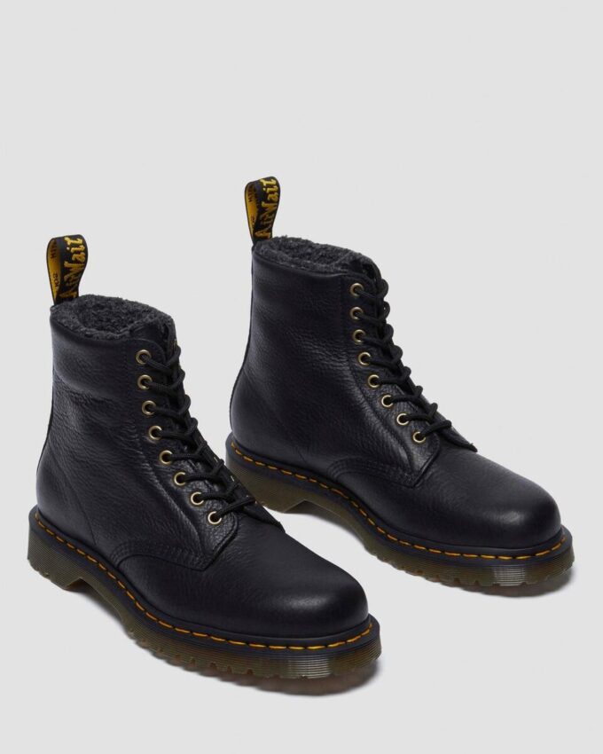 1460 Faux Fur Lined Grizzly Leather Lace Up Boots 1460 Faux Fur Lined Grizzly Leather Lace Up Boots