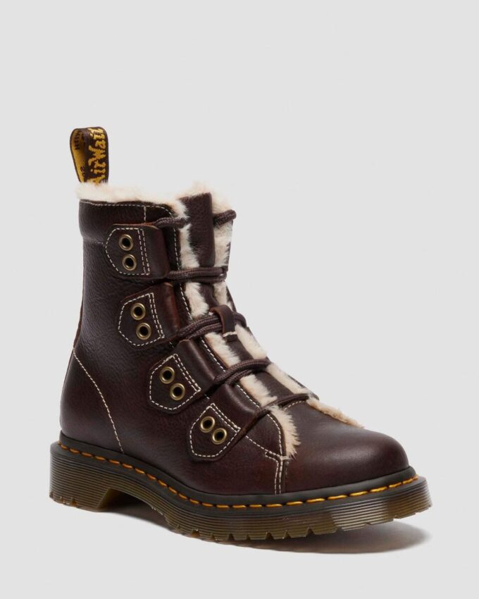 1460 Faux Fur Lined Lace-to-toe Leather Boots 1460 Faux Fur Lined Lace-to-toe Leather Boots