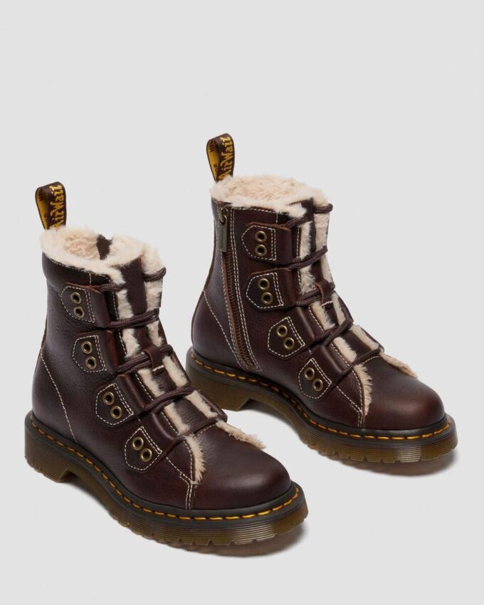 1460 Faux Fur Lined Lace-to-toe Leather Boots 1460 Faux Fur Lined Lace-to-toe Leather Boots