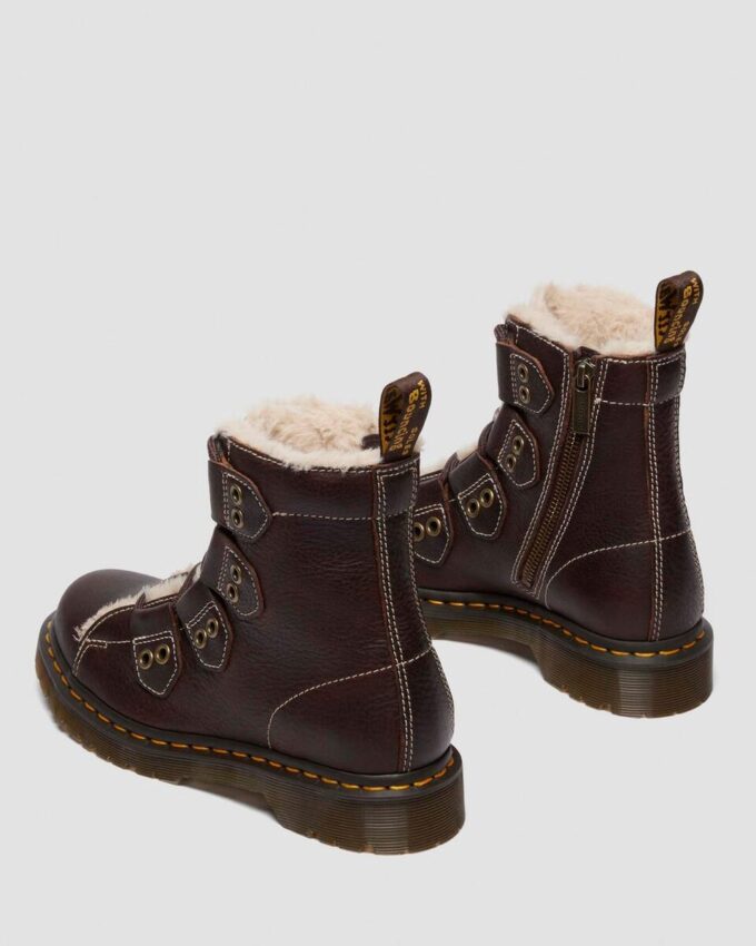 1460 Faux Fur Lined Lace-to-toe Leather Boots 1460 Faux Fur Lined Lace-to-toe Leather Boots