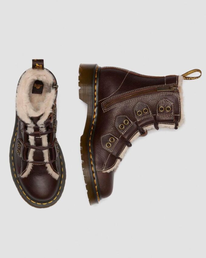 1460 Faux Fur Lined Lace-to-toe Leather Boots 1460 Faux Fur Lined Lace-to-toe Leather Boots