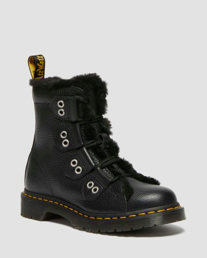 1460 Faux Fur Lined Leather Lace Up Boots 1460 Faux Fur Lined Leather Lace Up Boots