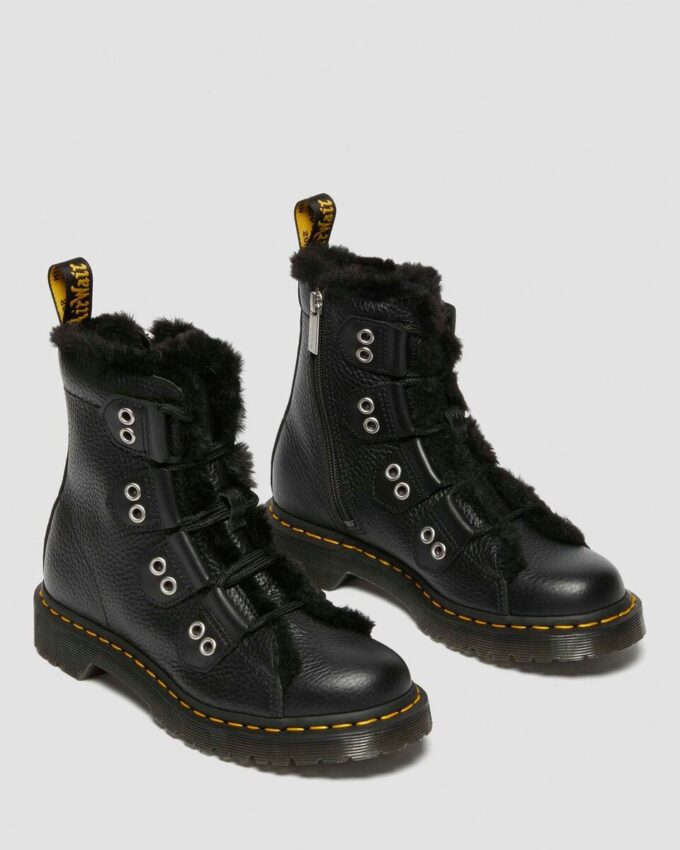 1460 Faux Fur Lined Leather Lace Up Boots 1460 Faux Fur Lined Leather Lace Up Boots