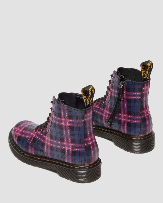 1460 PASCAL JUNIOR PINK TARTAN LACE UP KIDS BOOTS 1460 PASCAL JUNIOR PINK TARTAN LACE UP KIDS BOOTS