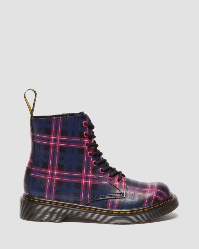 1460 PASCAL JUNIOR PINK TARTAN LACE UP KIDS BOOTS 1460 PASCAL JUNIOR PINK TARTAN LACE UP KIDS BOOTS