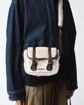 7 INCH SATCHEL Leather and Faux Fur Satchel