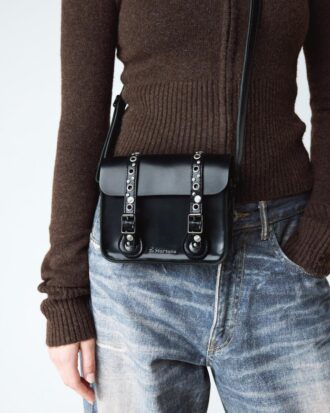 7 Inch Satchel Studded Kiev Leather Crossbody Bag