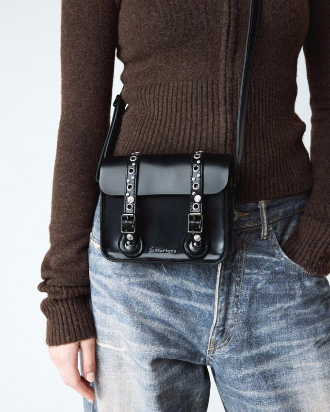 7 Inch Satchel Studded Kiev Leather Crossbody Bag 7 Inch Satchel Studded Kiev Leather Crossbody Bag