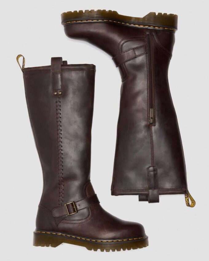 Anistone Knee High Crazy Horse Leather Biker Boots Anistone Knee High Crazy Horse Leather Biker Boots