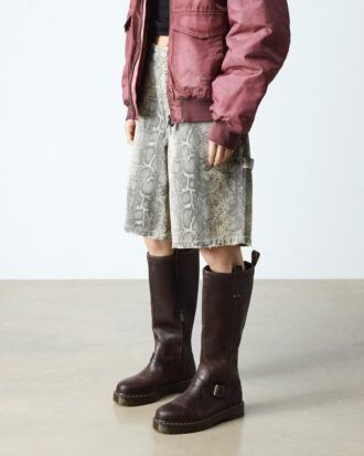 Anistone Knee High Crazy Horse Leather Biker Boots