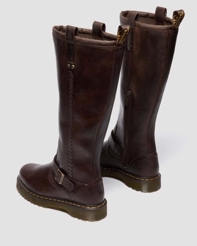 Anistone Knee High Crazy Horse Leather Biker Boots Anistone Knee High Crazy Horse Leather Biker Boots
