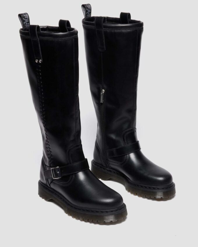 Anistone Knee High Orleans Leather Biker Boots Anistone Knee High Orleans Leather Biker Boots