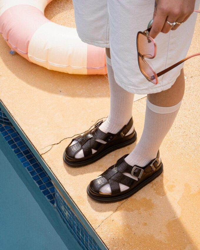 Archive Fisherman Crocodile Analine Leather Sandals Archive Fisherman Crocodile Analine Leather Sandals
