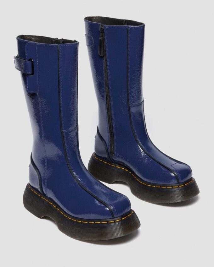 BUZZ HI Tall Distressed Patent Leather Boots BUZZ HI Tall Distressed Patent Leather Boots