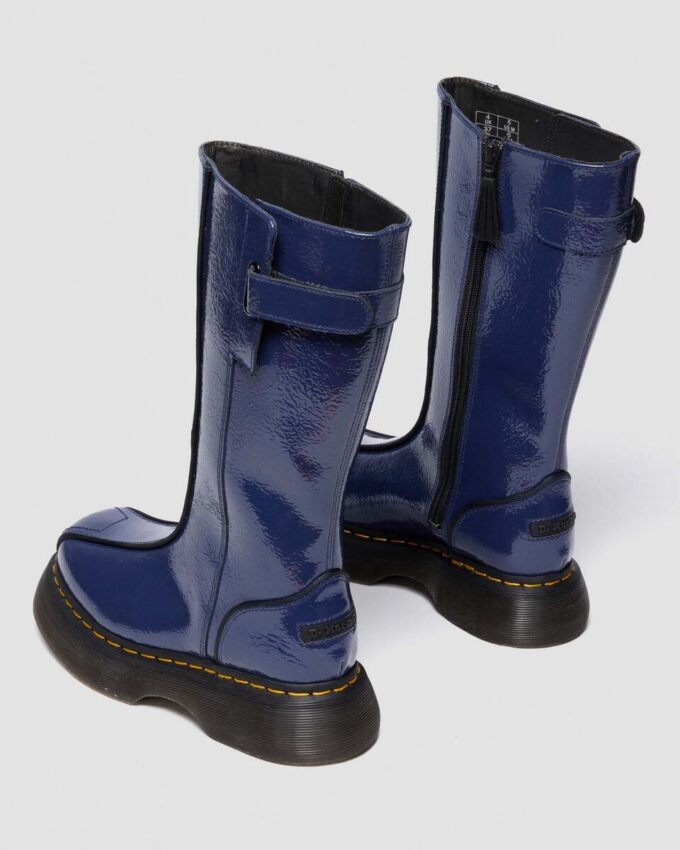 BUZZ HI Tall Distressed Patent Leather Boots BUZZ HI Tall Distressed Patent Leather Boots