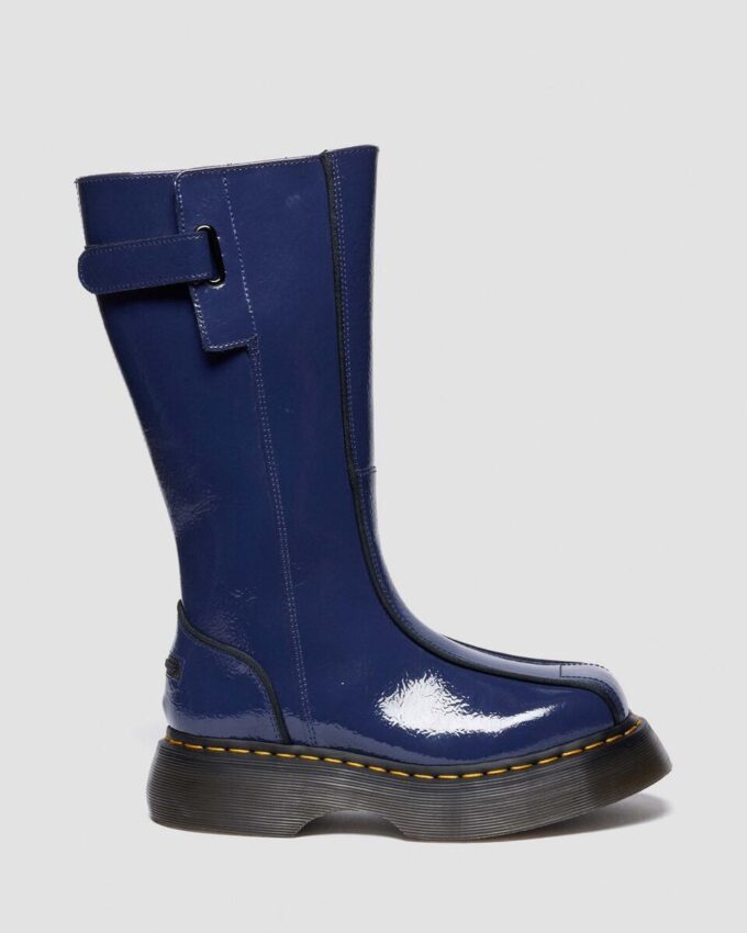 BUZZ HI Tall Distressed Patent Leather Boots BUZZ HI Tall Distressed Patent Leather Boots