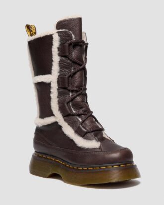 Buzz Lace Up Faux Fur Lined Grizzly Leather Lace Up Boots