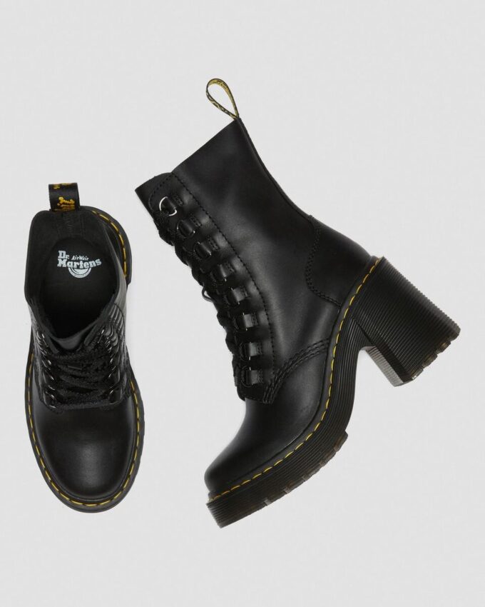 Chesney Leather Flared Heel Lace Up Boots Chesney Leather Flared Heel Lace Up Boots