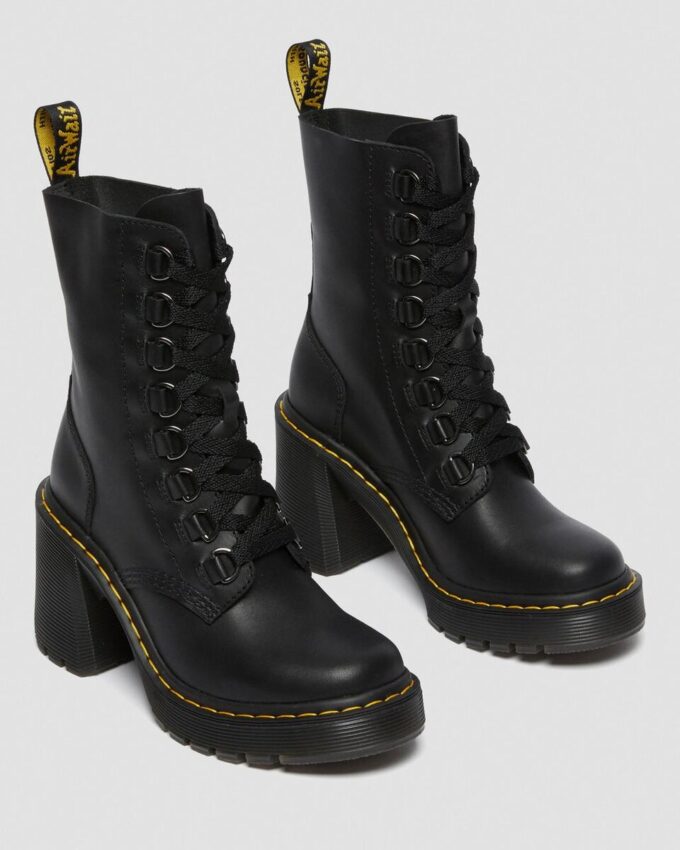 Chesney Leather Flared Heel Lace Up Boots Chesney Leather Flared Heel Lace Up Boots