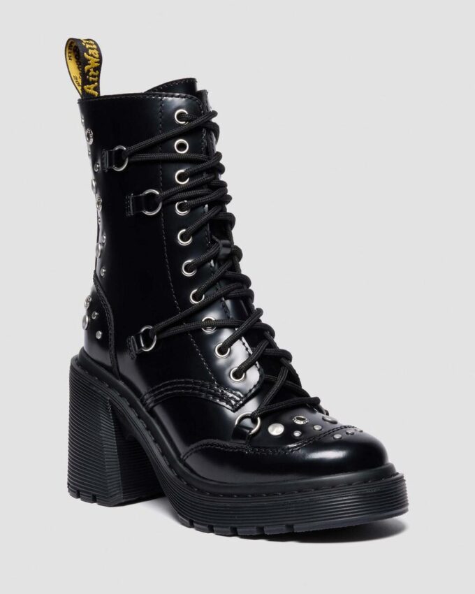 CHESNEY Studded Buttero Leather Flare Heeled Boots CHESNEY Studded Buttero Leather Flare Heeled Boots