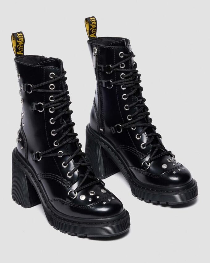 CHESNEY Studded Buttero Leather Flare Heeled Boots CHESNEY Studded Buttero Leather Flare Heeled Boots