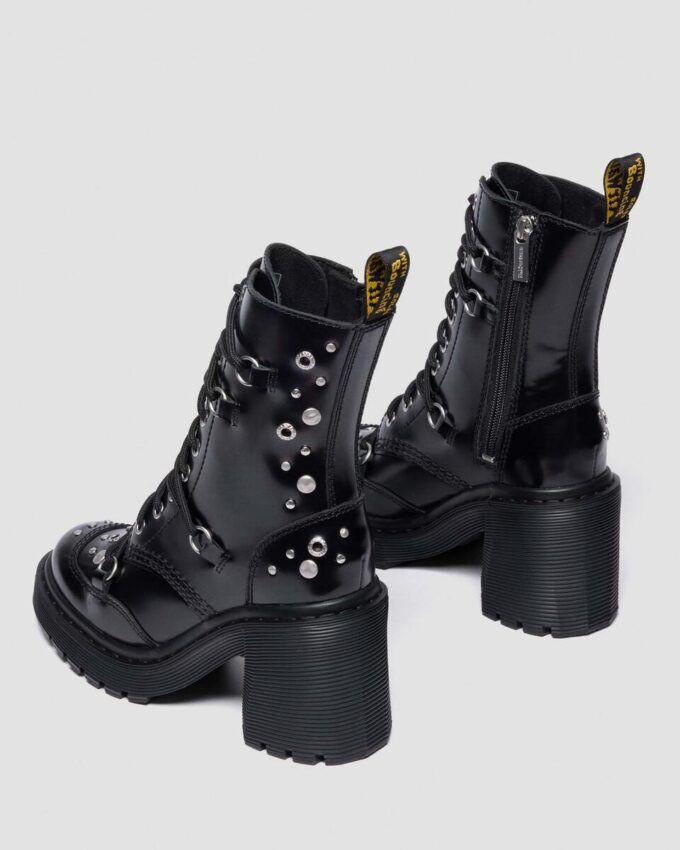 CHESNEY Studded Buttero Leather Flare Heeled Boots CHESNEY Studded Buttero Leather Flare Heeled Boots