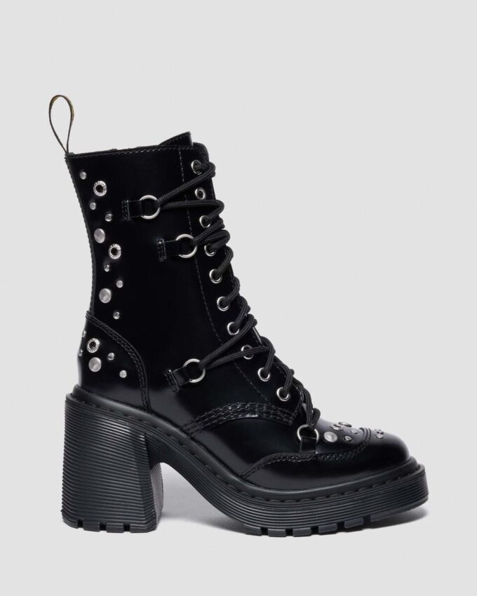 CHESNEY Studded Buttero Leather Flare Heeled Boots CHESNEY Studded Buttero Leather Flare Heeled Boots