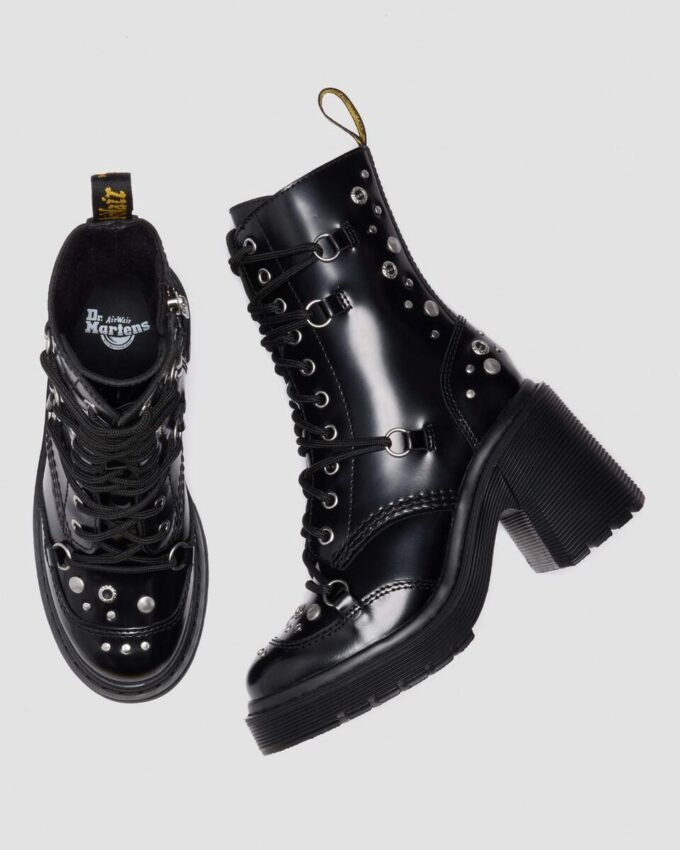 CHESNEY Studded Buttero Leather Flare Heeled Boots CHESNEY Studded Buttero Leather Flare Heeled Boots