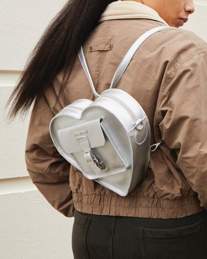 HEART BACKPACK Milled Metallic Backpack HEART BACKPACK Milled Metallic Backpack