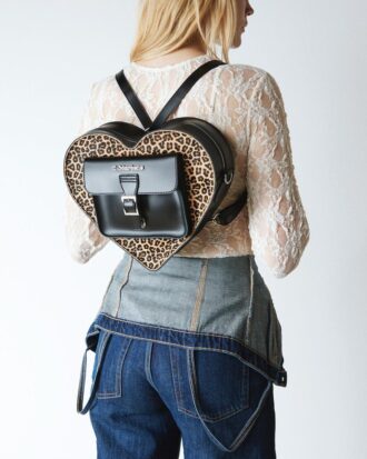 Heart Bag Leopard Kiev Leather Backpack