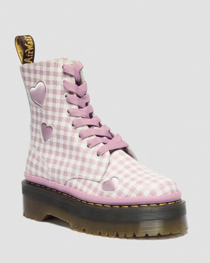 JADON HEART Gingham Leather Platform Boots JADON HEART Gingham Leather Platform Boots