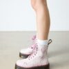 JADON HEART Gingham Leather Platform Boots JADON HEART Gingham Leather Platform Boots