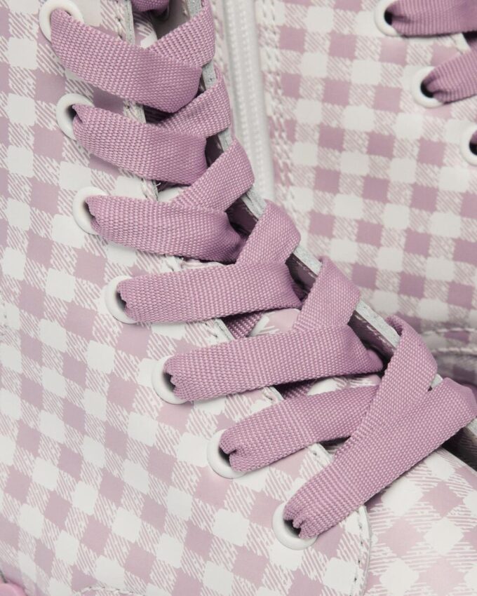 JADON HEART Gingham Leather Platform Boots JADON HEART Gingham Leather Platform Boots