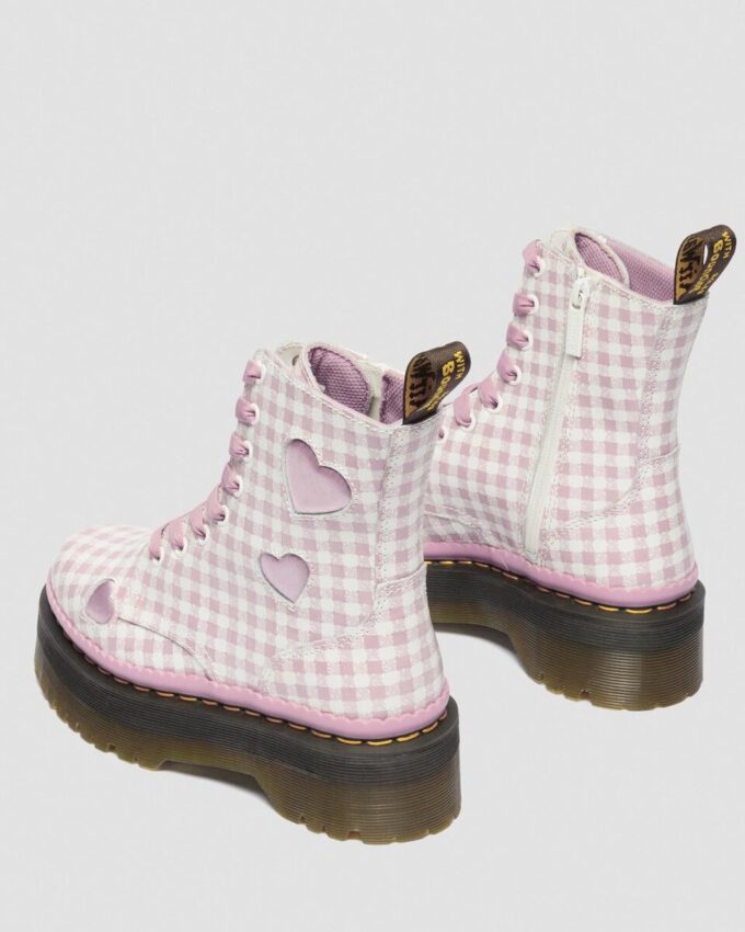 JADON HEART Gingham Leather Platform Boots JADON HEART Gingham Leather Platform Boots