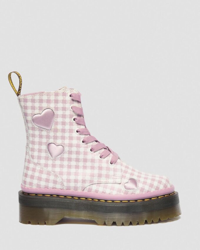 JADON HEART Gingham Leather Platform Boots JADON HEART Gingham Leather Platform Boots