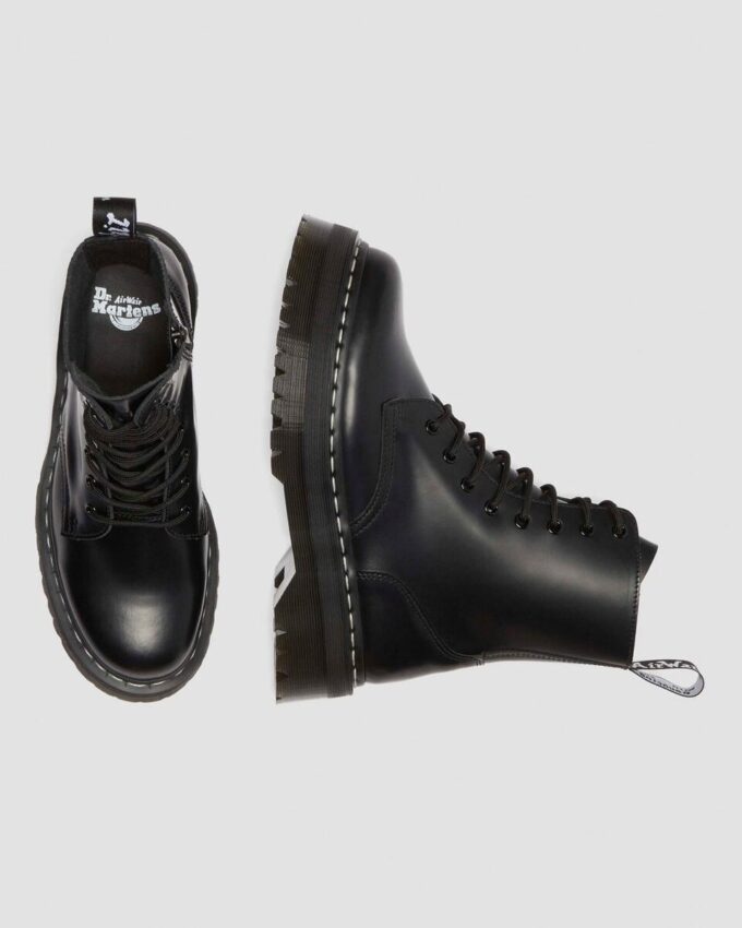 Jadon White Stitch Smooth Leather Platform Boots Jadon White Stitch Smooth Leather Platform Boots