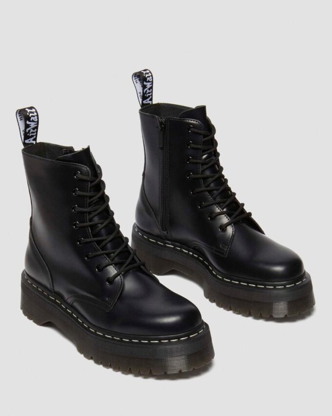 Jadon White Stitch Smooth Leather Platform Boots Jadon White Stitch Smooth Leather Platform Boots