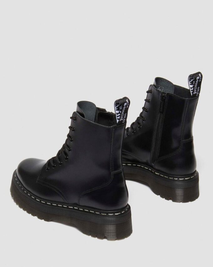 Jadon White Stitch Smooth Leather Platform Boots Jadon White Stitch Smooth Leather Platform Boots
