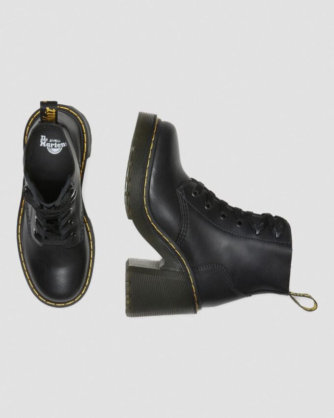 Jesy Sendal Leather Lace Up Flared Heel Boots Jesy Sendal Leather Lace Up Flared Heel Boots