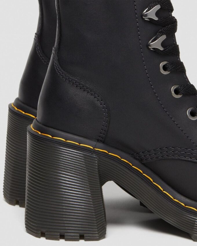 Jesy Sendal Leather Lace Up Flared Heel Boots Jesy Sendal Leather Lace Up Flared Heel Boots