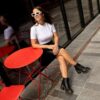 Jesy Sendal Leather Lace Up Flared Heel Boots Jesy Sendal Leather Lace Up Flared Heel Boots