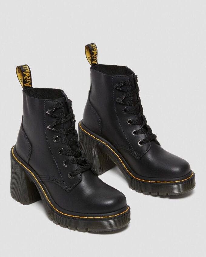 Jesy Sendal Leather Lace Up Flared Heel Boots Jesy Sendal Leather Lace Up Flared Heel Boots
