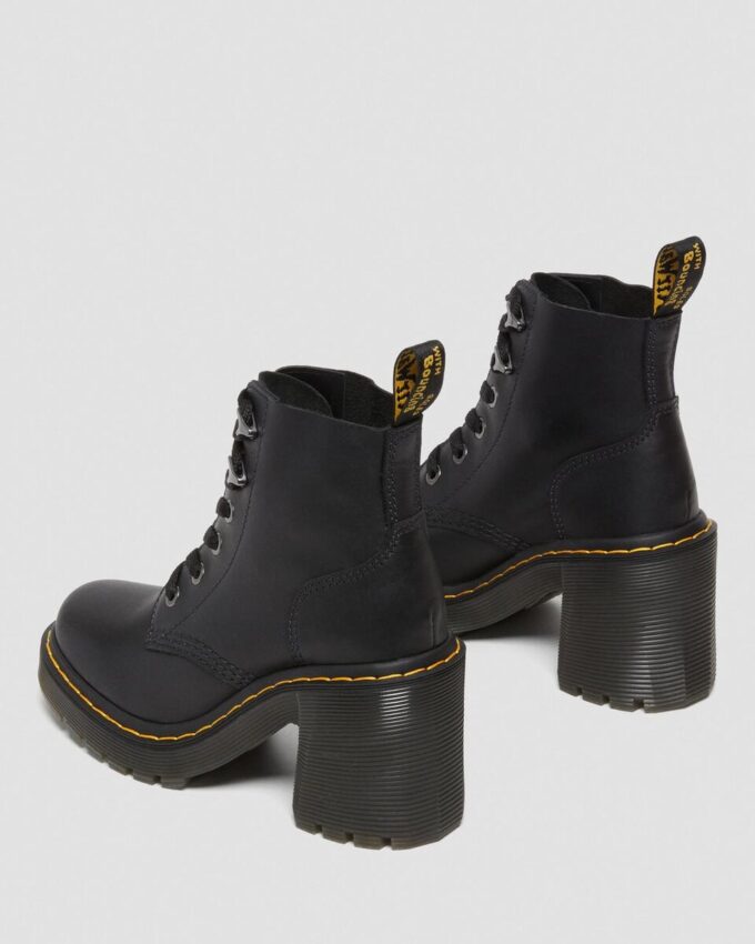 Jesy Sendal Leather Lace Up Flared Heel Boots Jesy Sendal Leather Lace Up Flared Heel Boots