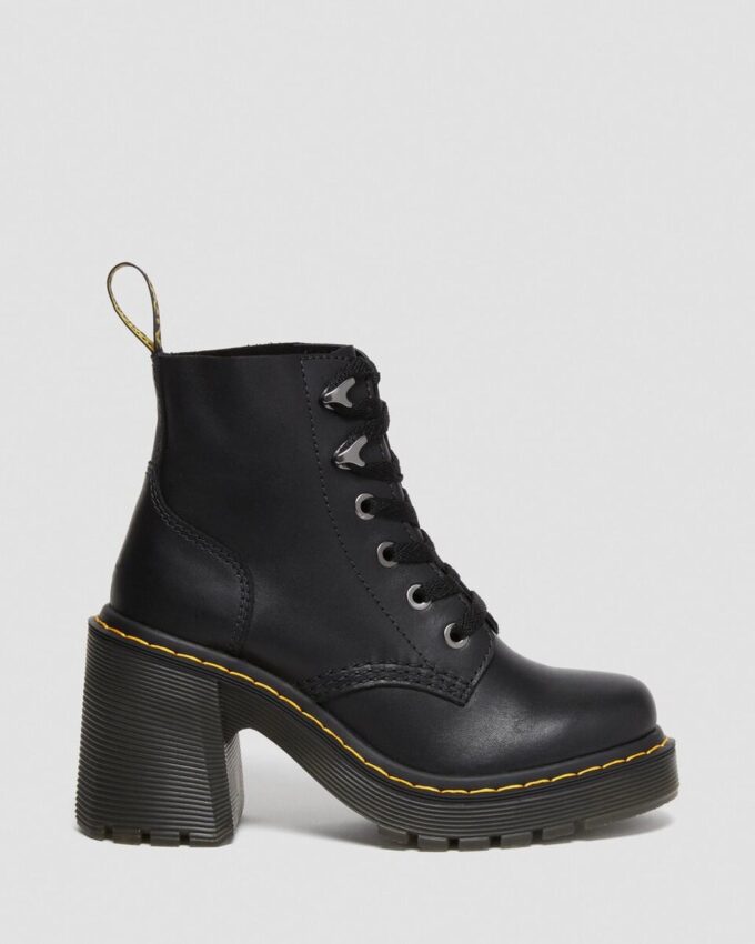 Jesy Sendal Leather Lace Up Flared Heel Boots Jesy Sendal Leather Lace Up Flared Heel Boots