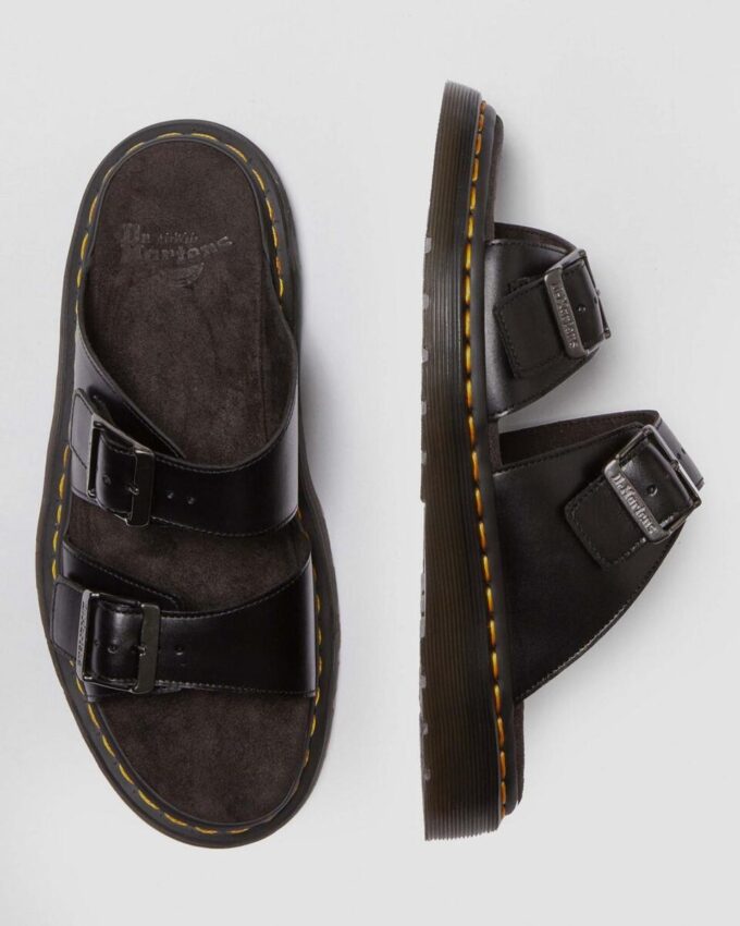 Josef Analine Leather Buckle Slide Sandals