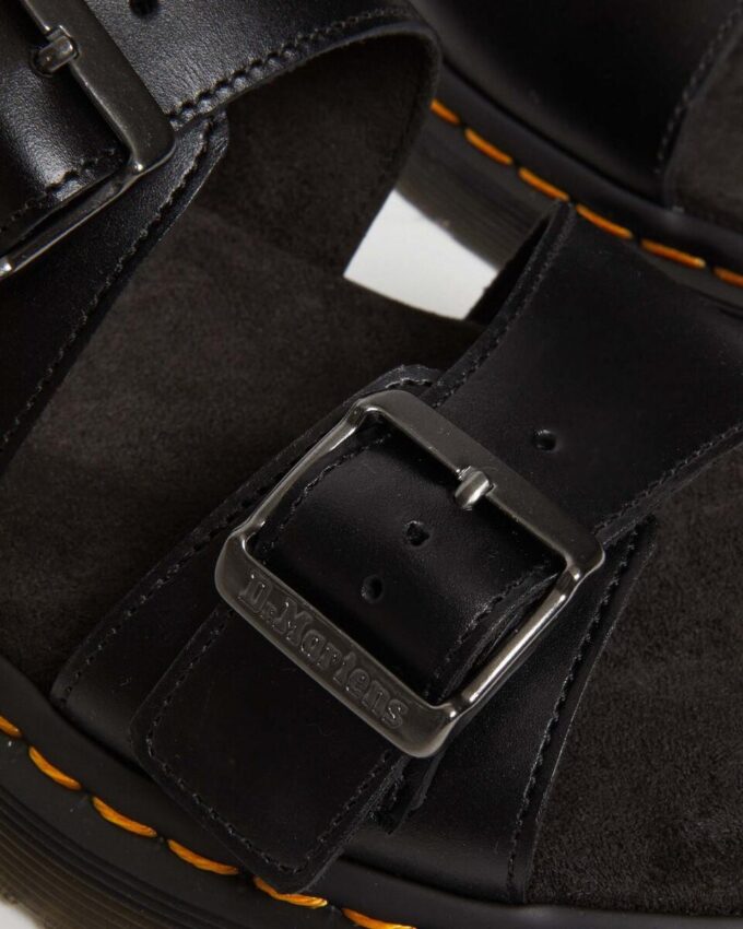 Josef Analine Leather Buckle Slide Sandals