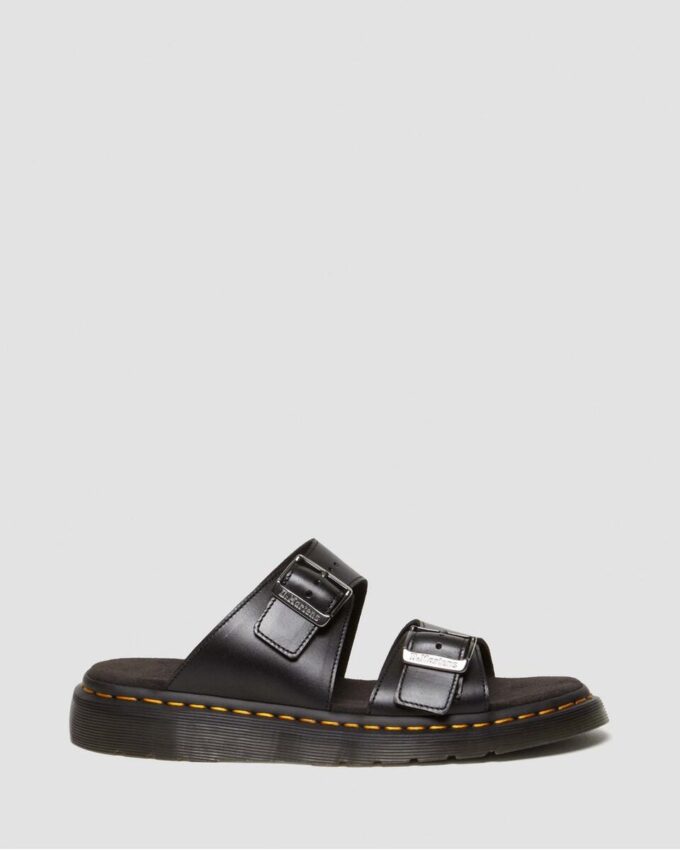 Josef Analine Leather Buckle Slide Sandals